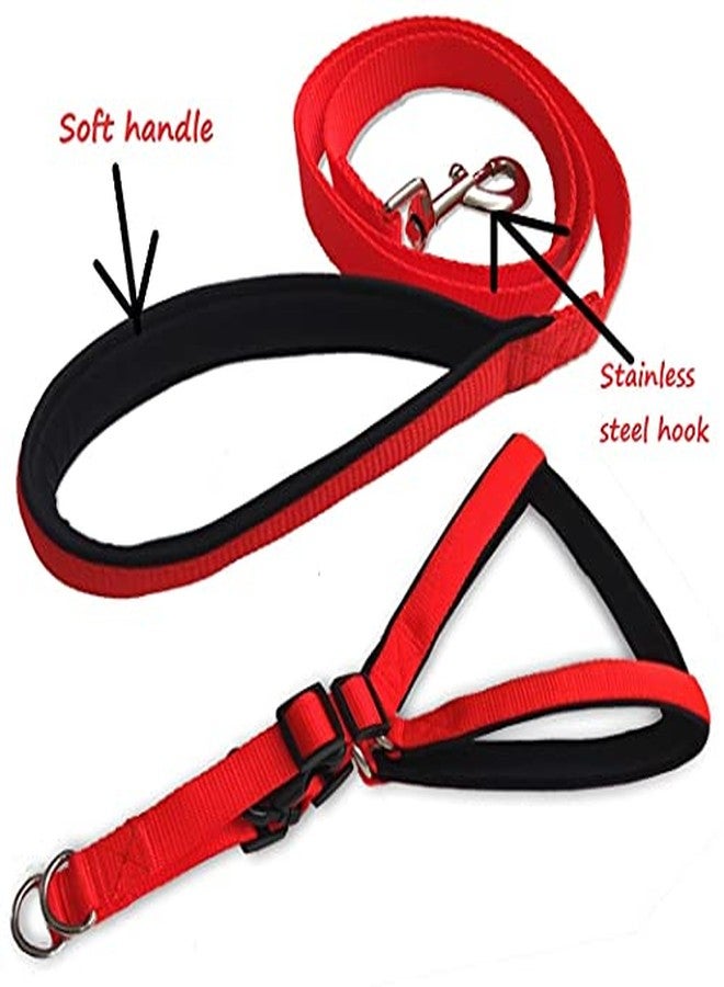 Pups&Pets Dog Harness and Leash Nylon & Soft Padded Material Strong and Durable Feel Soft and Safe for The Dogs (Black and Red) Large Size 1.25 " - Image 2